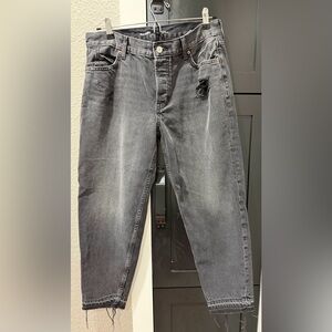 Old Navy High-Rise Slouchy Taper Distressed Black Denim Wash Jeans